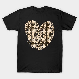 Pastel Orange Rick Astley Rickroll QR Code Heart Art T-Shirt